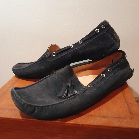 GianRos Italian handsewn suede slip-on driving moccasins, size 44, Midnight Blue - Picture 3 of 8